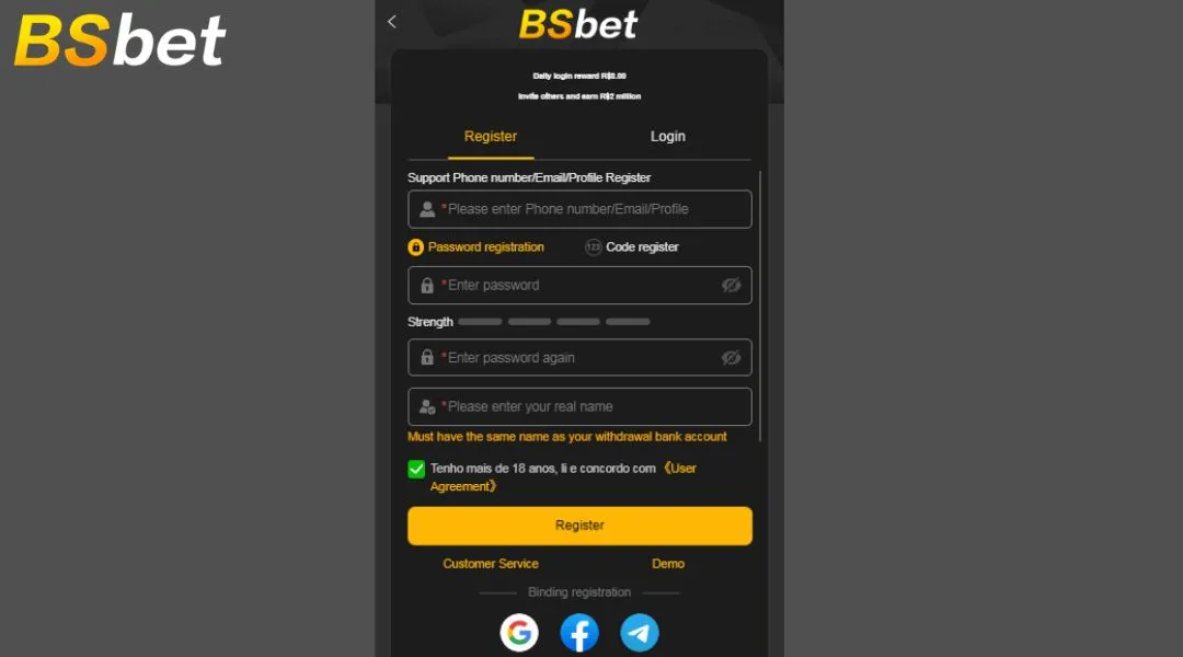 Como começar a jogar na BSBET de graça